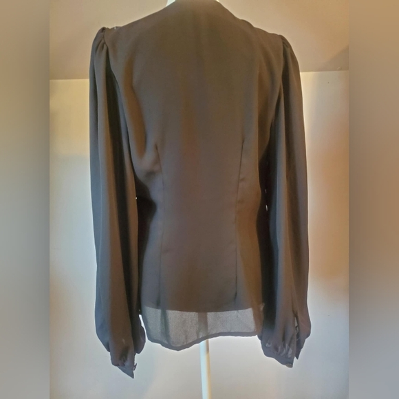 Backlot Georgette Wrap Top in Black - Picture 4 of 15